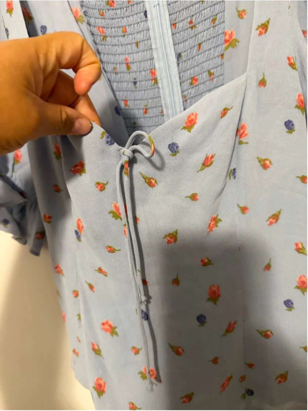 Women's Reformation Floral Blouse Size 4 Blue Red